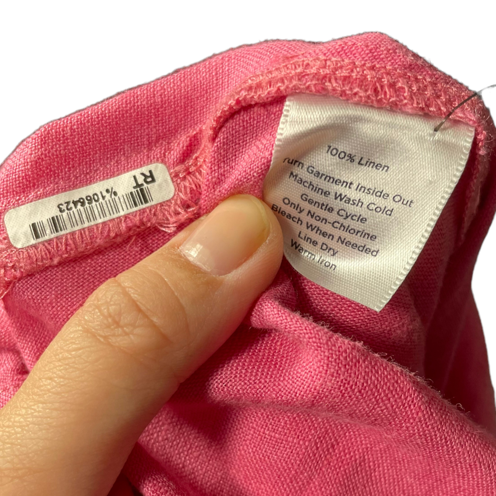 100% Linen Blouse 14 Irish Hot Pink Talbots Button-up Shirt Long Sleeve Barbie