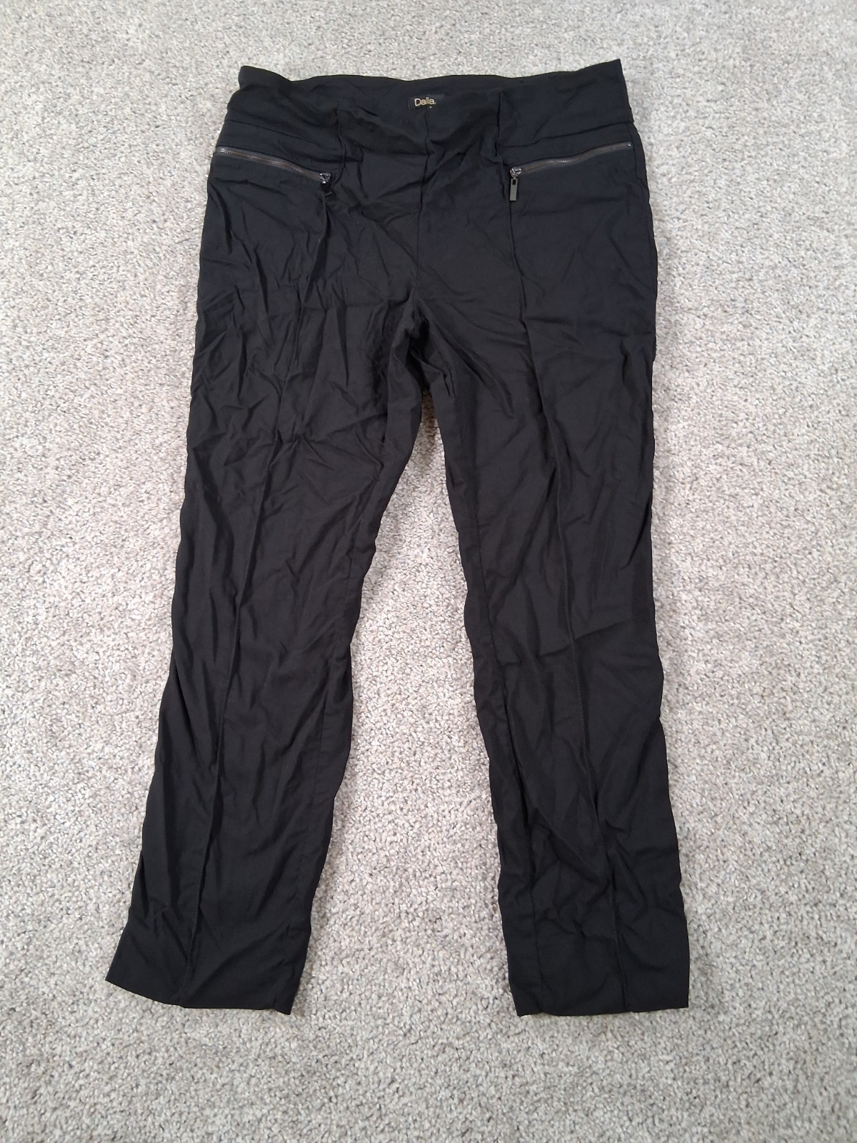 Dalia Womens 12 Dress Pants Black Rayon Nylon Spandex 32×25.5