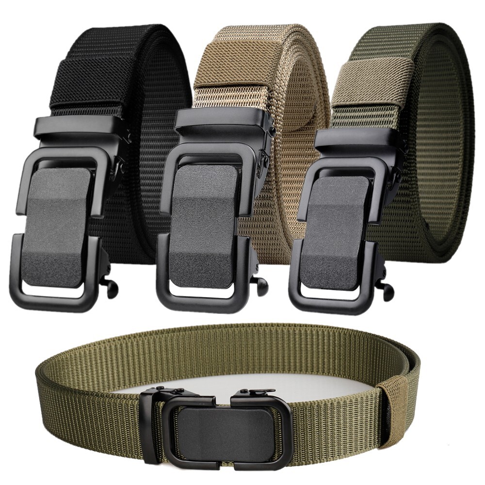 Men’s Ratchet Belt Nylon Web Belts for Men with Automatic Slide Buckle 1.3 inch