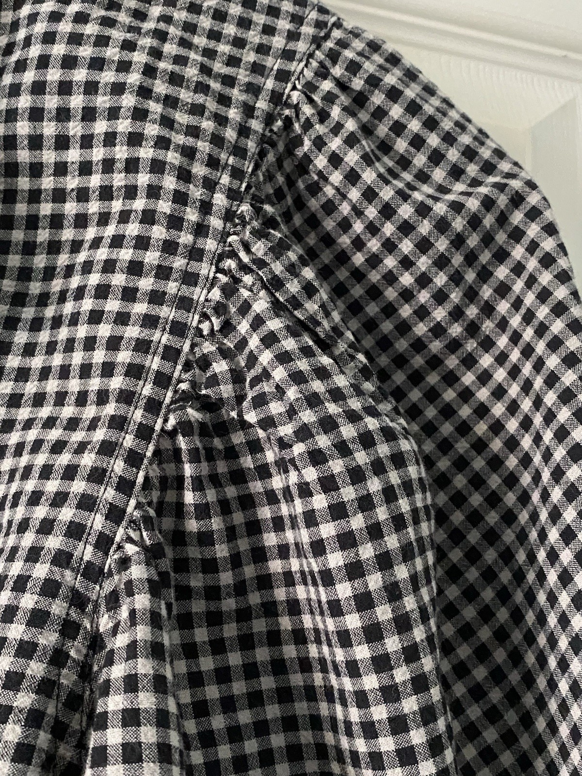TOAST Black & White Gingham Cotton Round Neck Balloon Sleeve Blouse Size 6