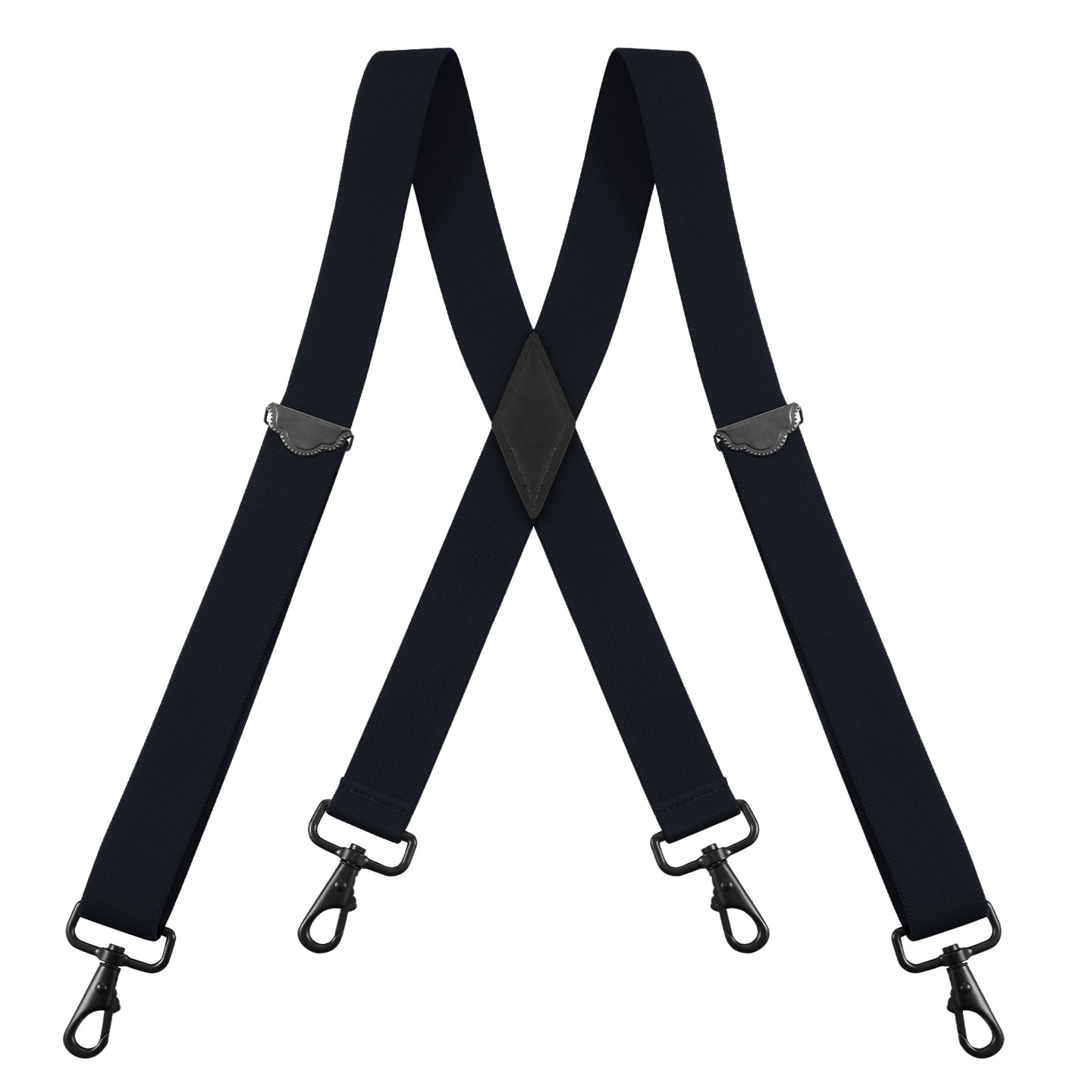 Buyless Fashion Suspenders for Men – 48″ Adjustable 1 1/4″ – X Back Black Hooks
