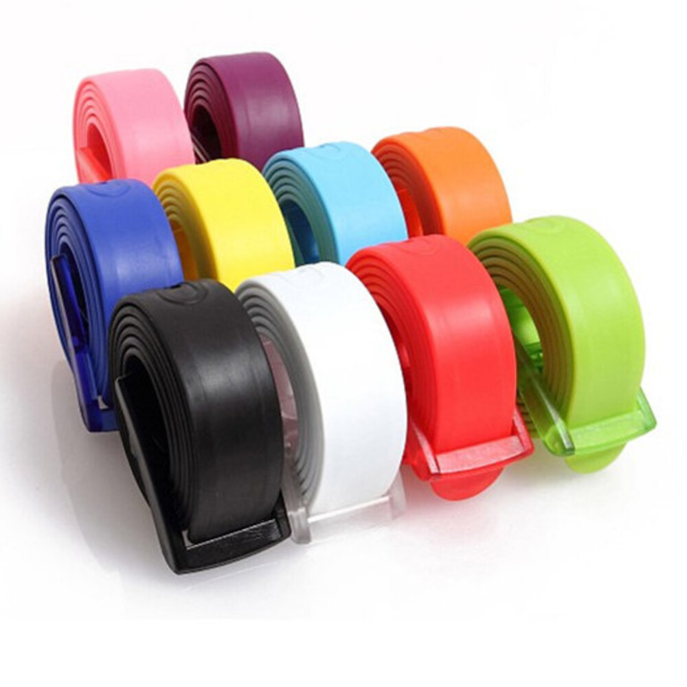 Adjustable Cut to Fit Rubber Plastic Jelly Silicone Casual Belt With Buckle