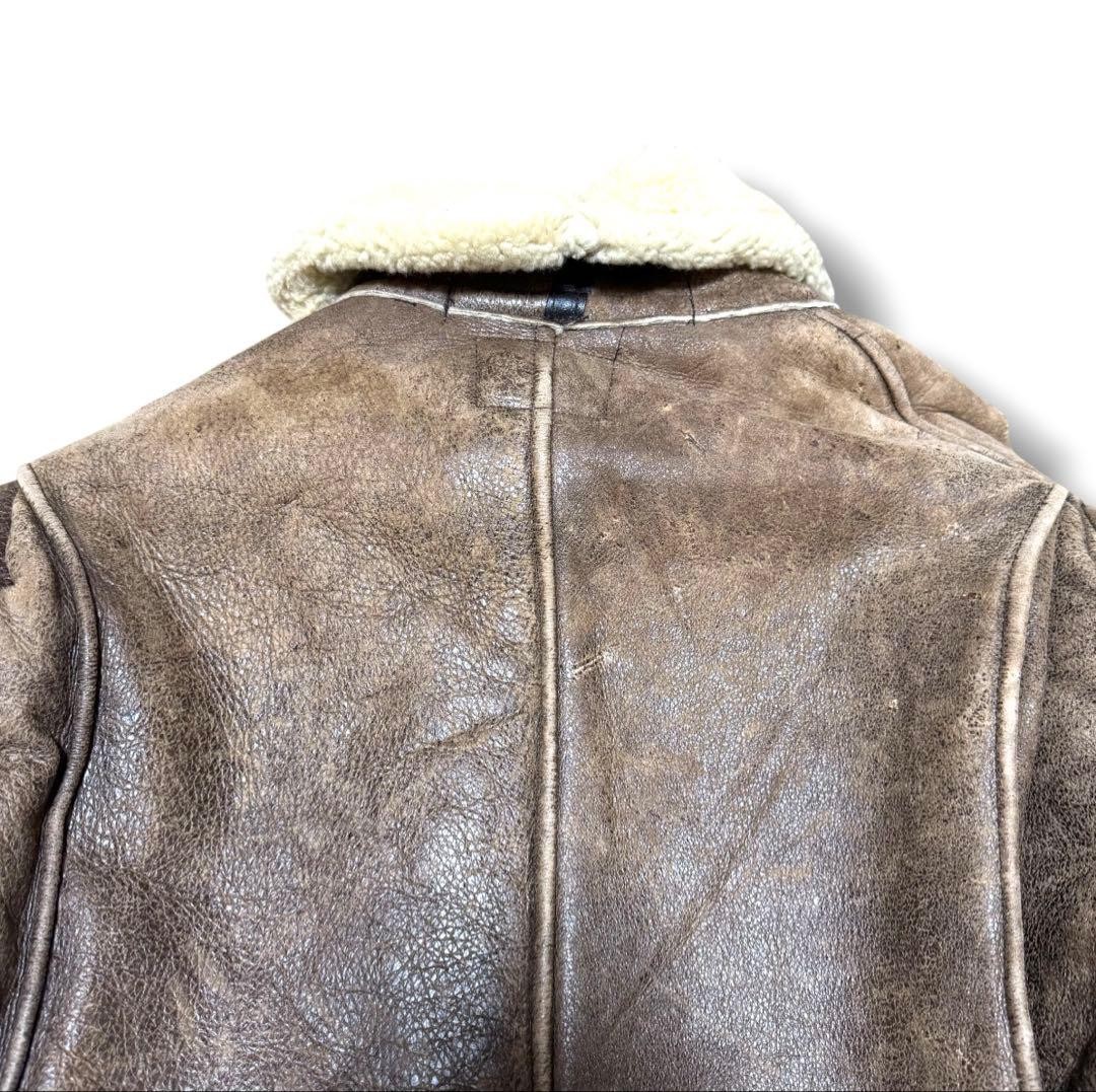AVIREX B-9 Sheepskin Flight Jacket Blouson Coat Men Size 34 brown vintage