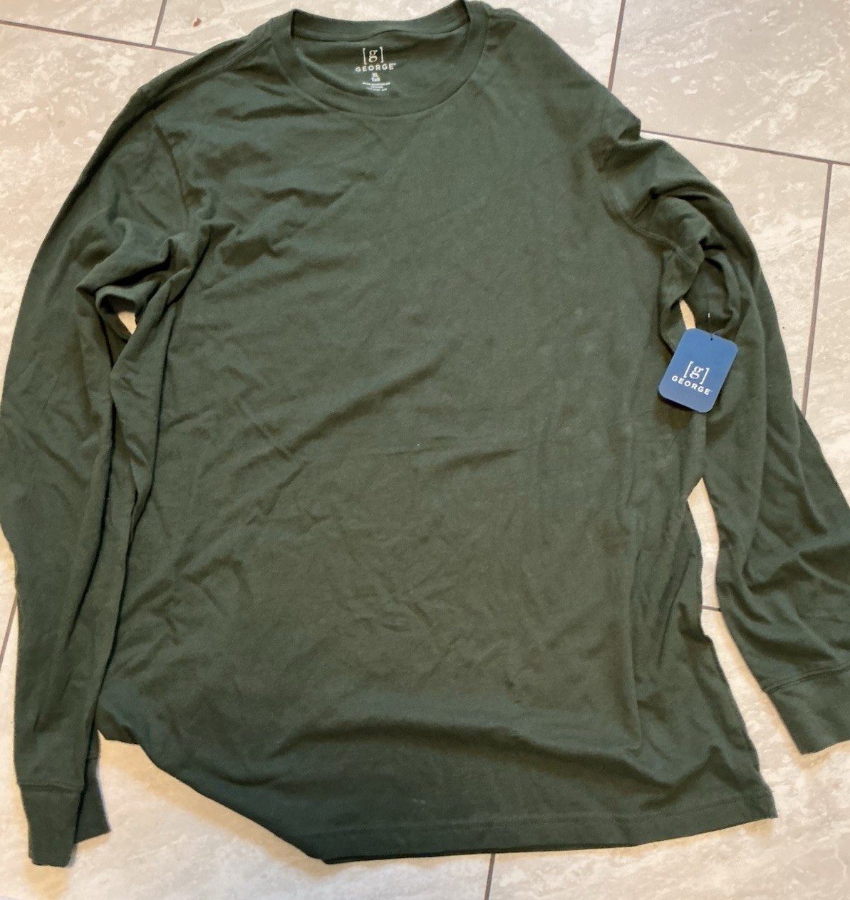 George Men’s T-Shirt Extra Large Olive Cotton Polyester Crew Neck