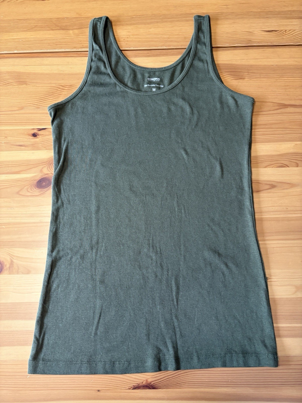 New no tag Sonoma Everyday Tank Top Sleeveless Cotton Modal Deep Olive Sz M
