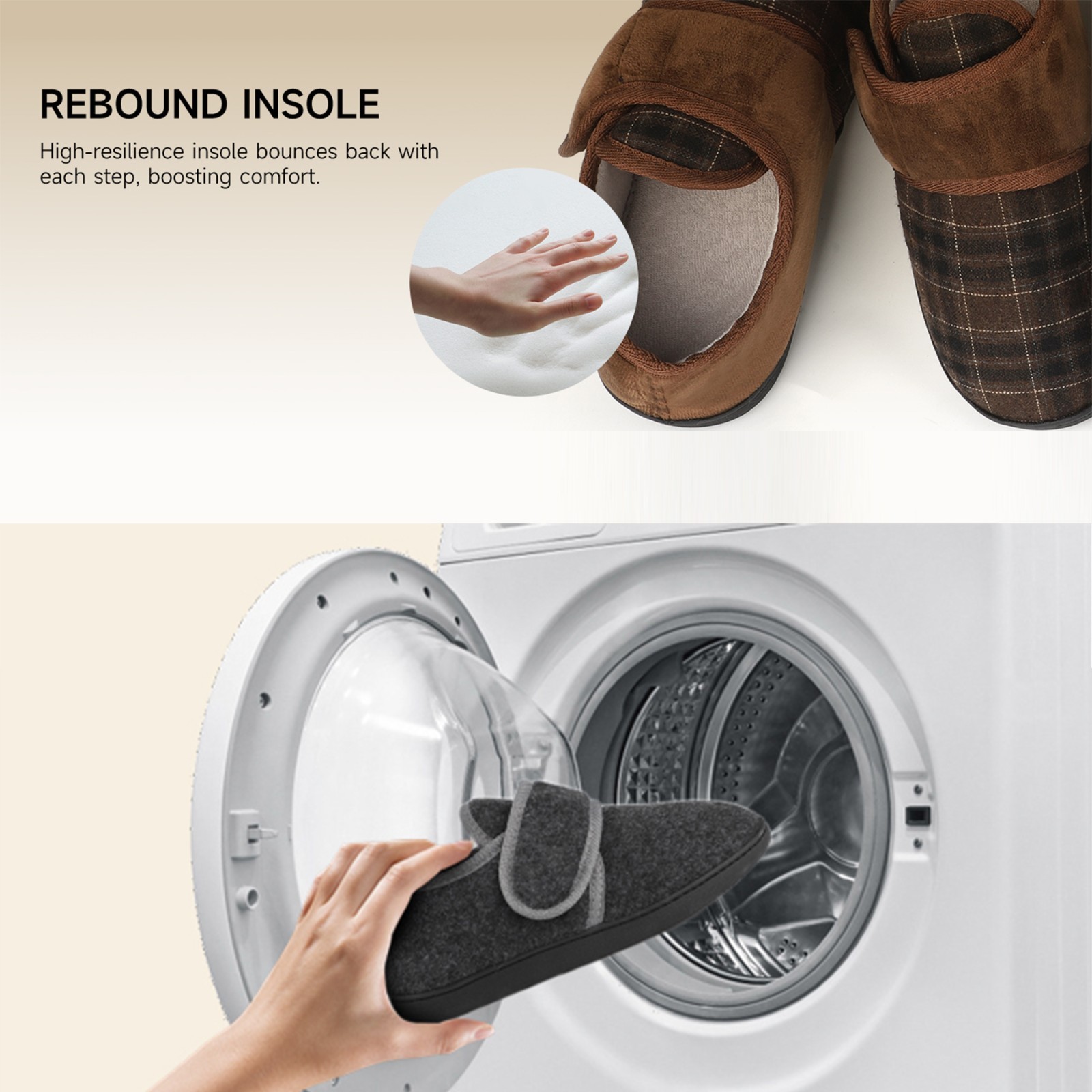 Men’s Winter Slippers Comfortable Felt Slippers Warm Home Shoes Adjustable Shoes