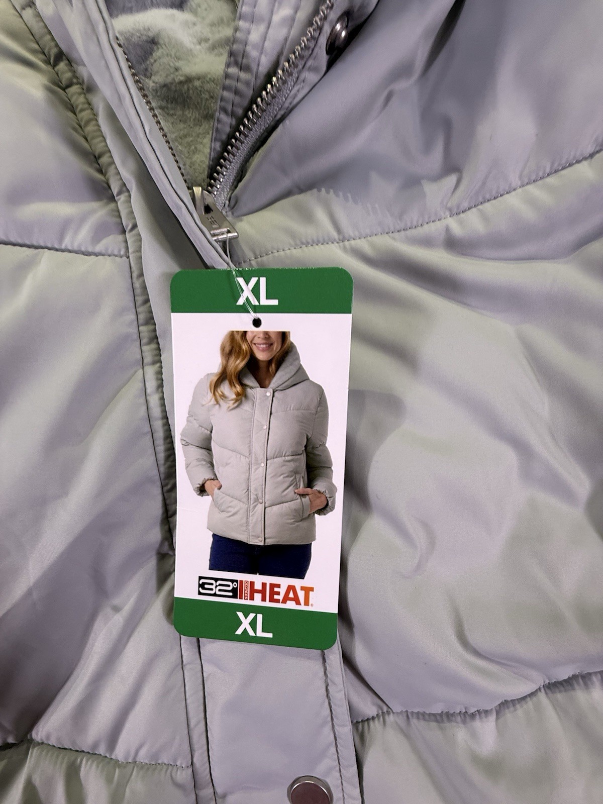 NWT 32 Degrees Heat Women’s Puffer Jacket Size XL Light Green Heavyweight
