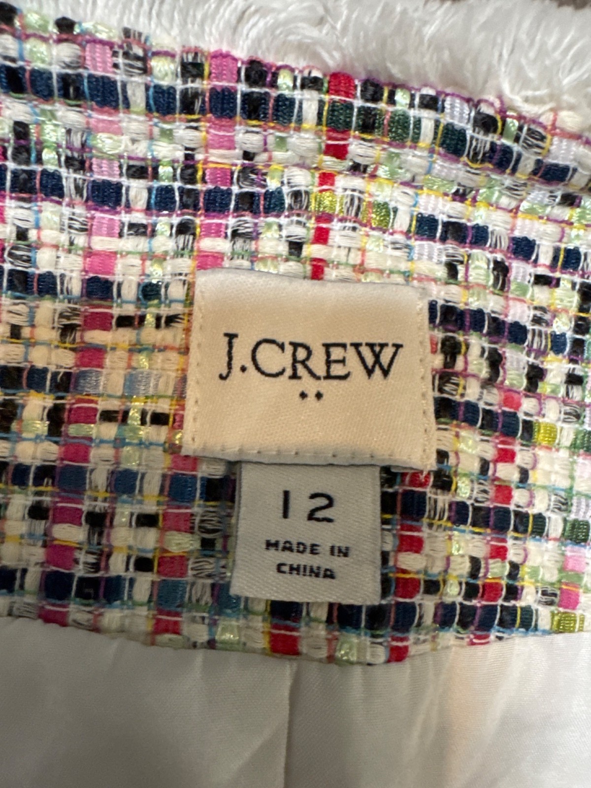 J. Crew Womens Tweed Jacket & Skirt Set Multicolor Size 12 Made In China