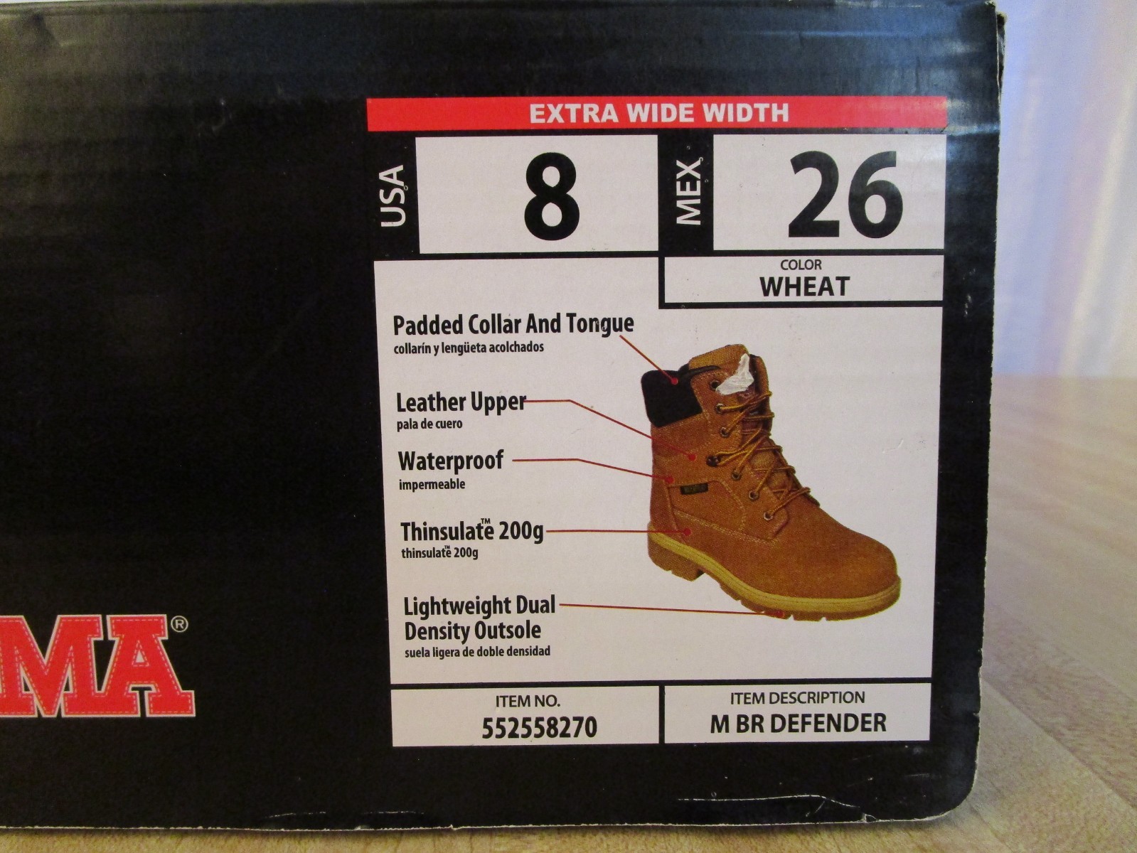 Brahma Defender Work Boots Waterproof Leather Up New Men’s US 8 Ex Wide Wheat