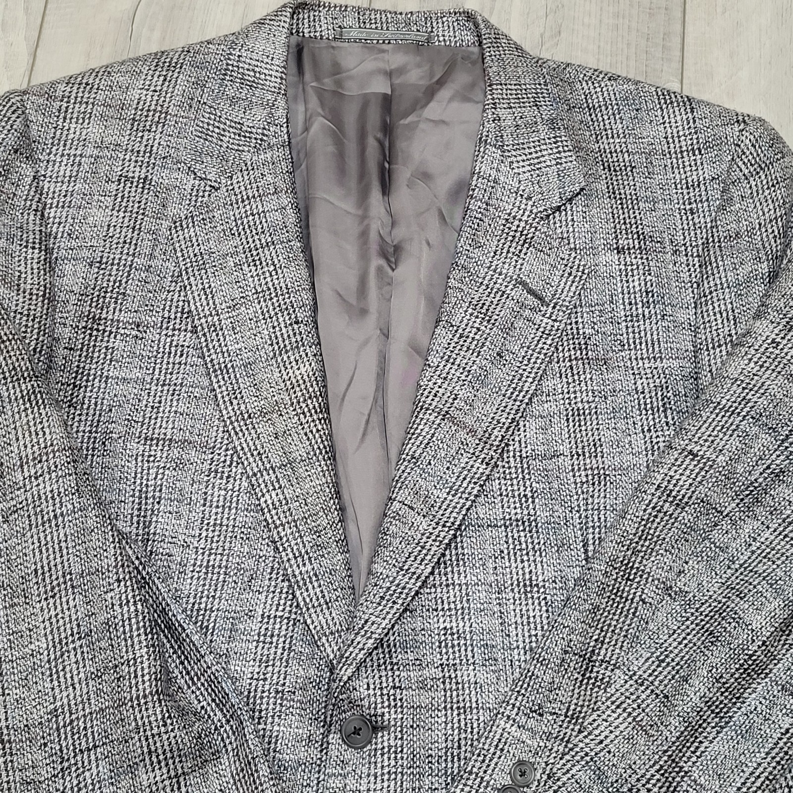 Vintage Ermenegildo Zegna Blazer Mens 46 100% Silk Sport Coat Glen Plaid 1988
