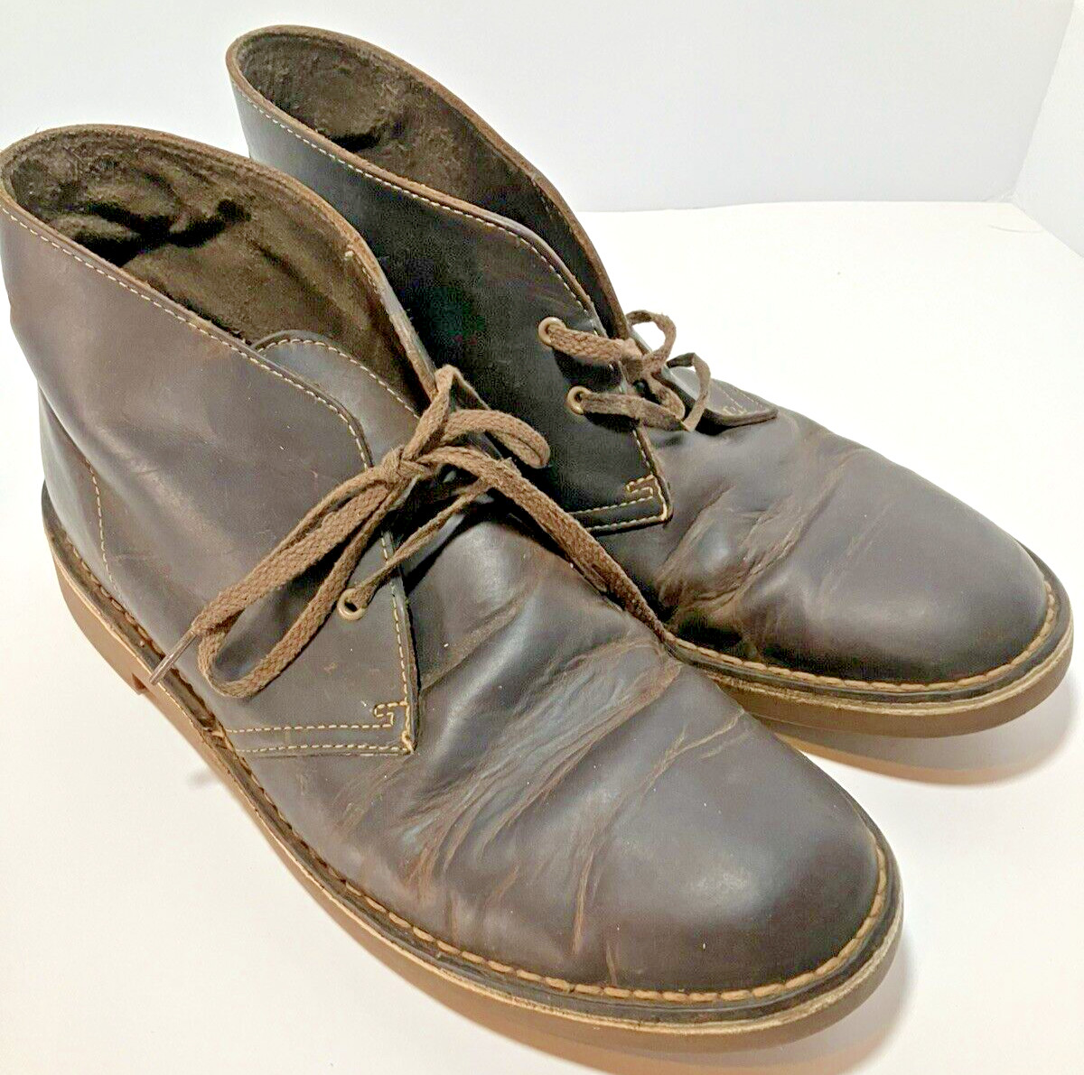 CLARKS COLLECTION Mens Bushacre Distressed Brown Leather Chukka Boots SZ 9 M