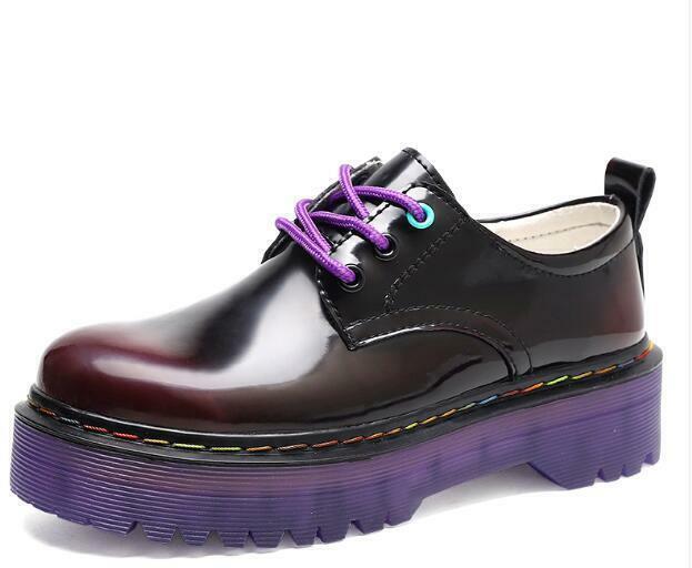 Women’s Round Toe Platform Creeper Lace Up Low Heel Casual Shoes Thick Sole New