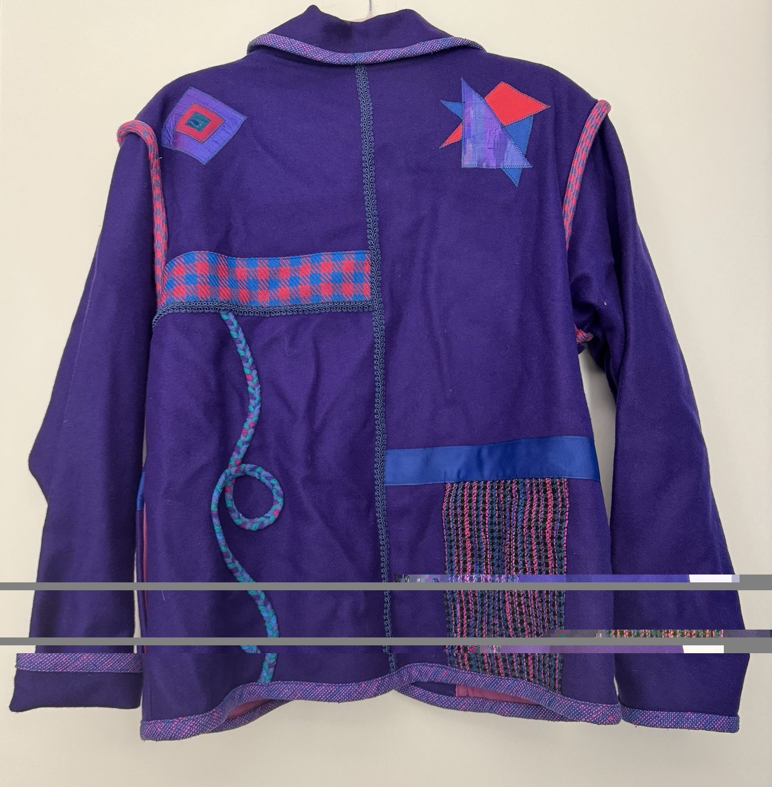 Unique vintage purple jacket with appliqués, A Treasure Forever by Linda Pool