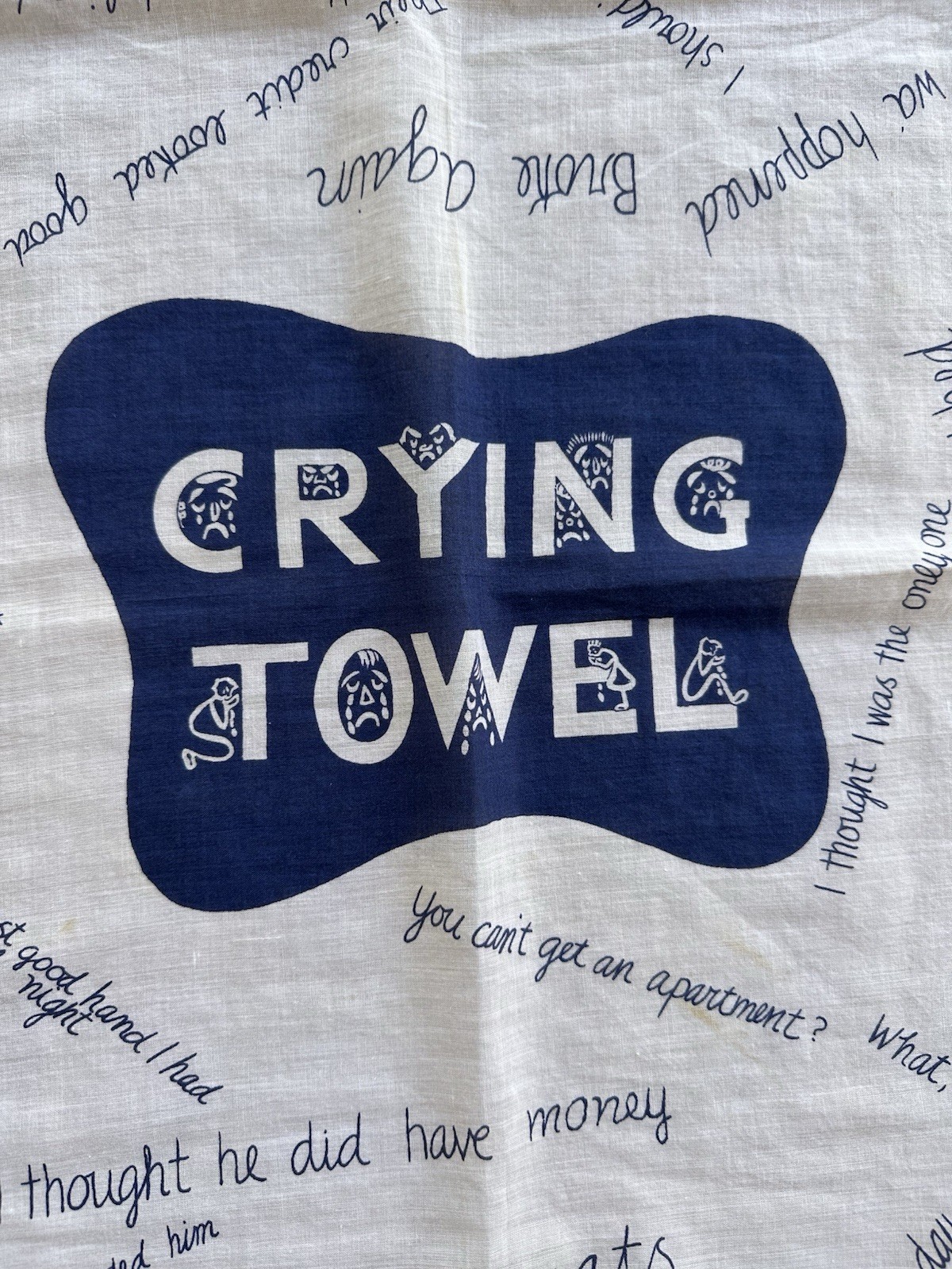 1950s Symphony ‘Crying Towel’ Novelty Political Bandana Humor Scarf Blue VTG