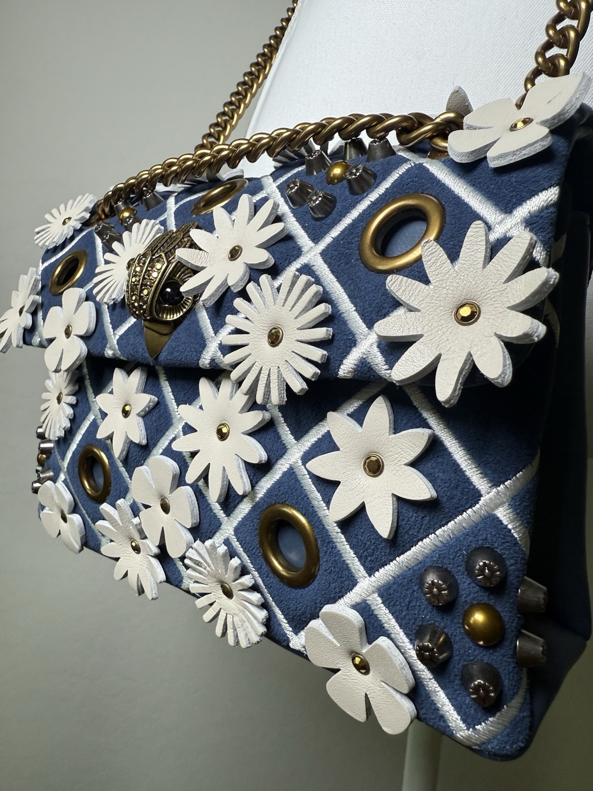 Kurt Geiger Mini Kensington Flowers Convertible Crossbody Bag blue multi NWT$245