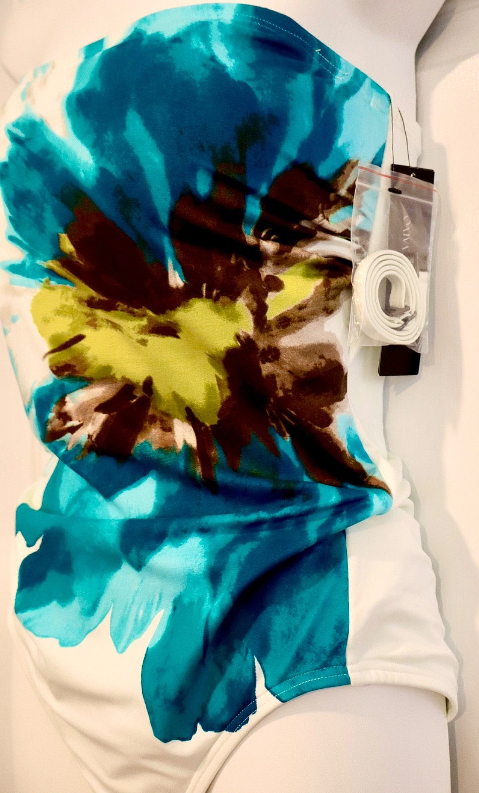 CARMEN MARC VALVO Peacock Halter Convertible Swimsuit Women’s Size 12 NWT