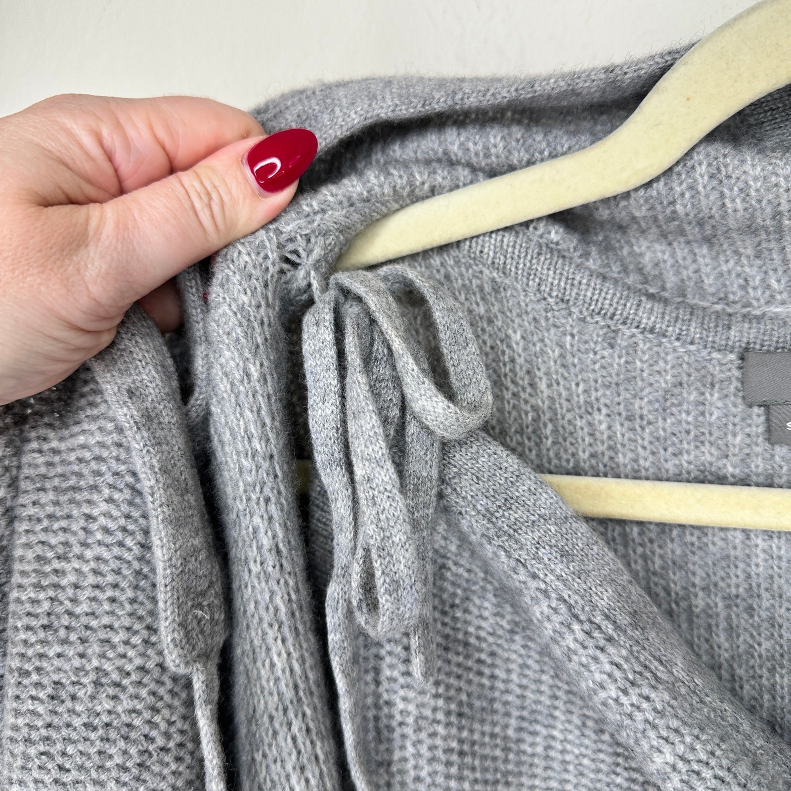 360 Cashmere Grey Draped Wrap Tie Front Moto Waterfall Cardigan Sweater Small