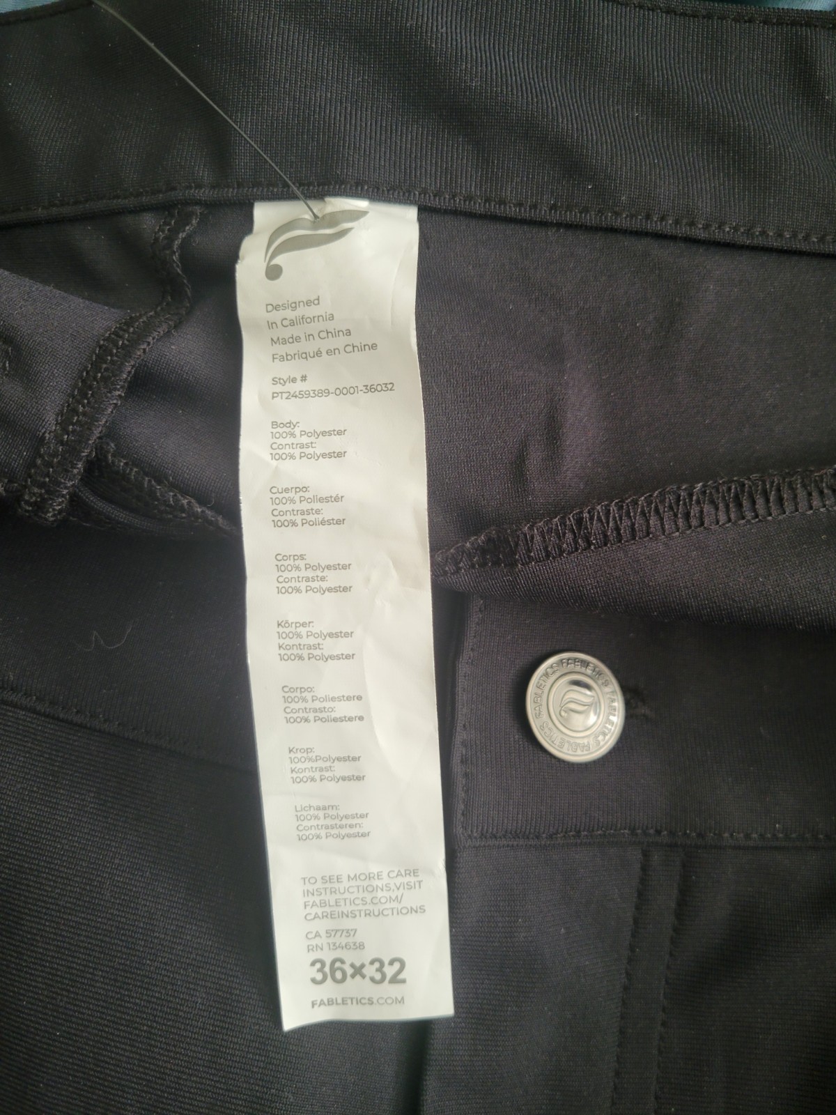 NWT Black Fabletics Men 36/32 slim The Don 5-Pocket Pant…Fits like 34 waist
