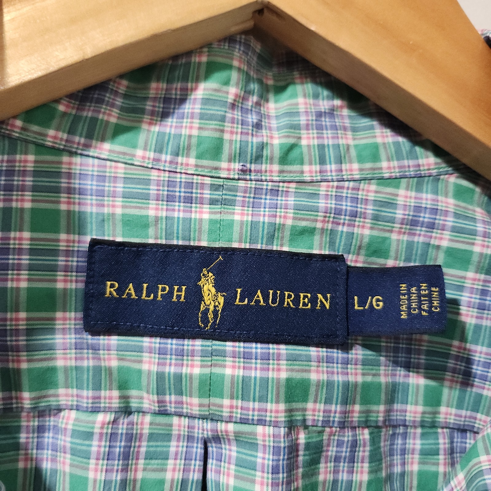 Polo Ralph Lauren Plaid Check Button Down Classic Preppy Outdoor Money Large