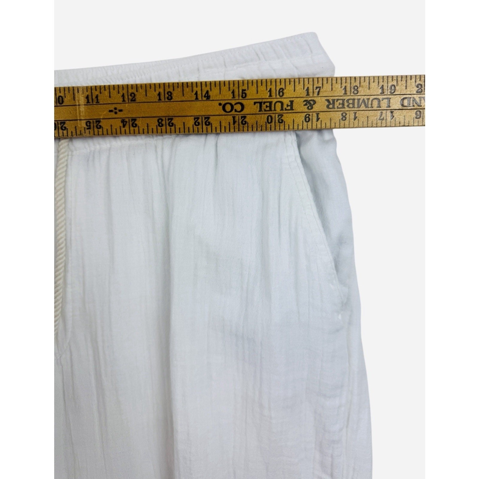 Old Navy Gauze Pants Womens L White Wide Leg Pull On Double Cotton Boho Beachy