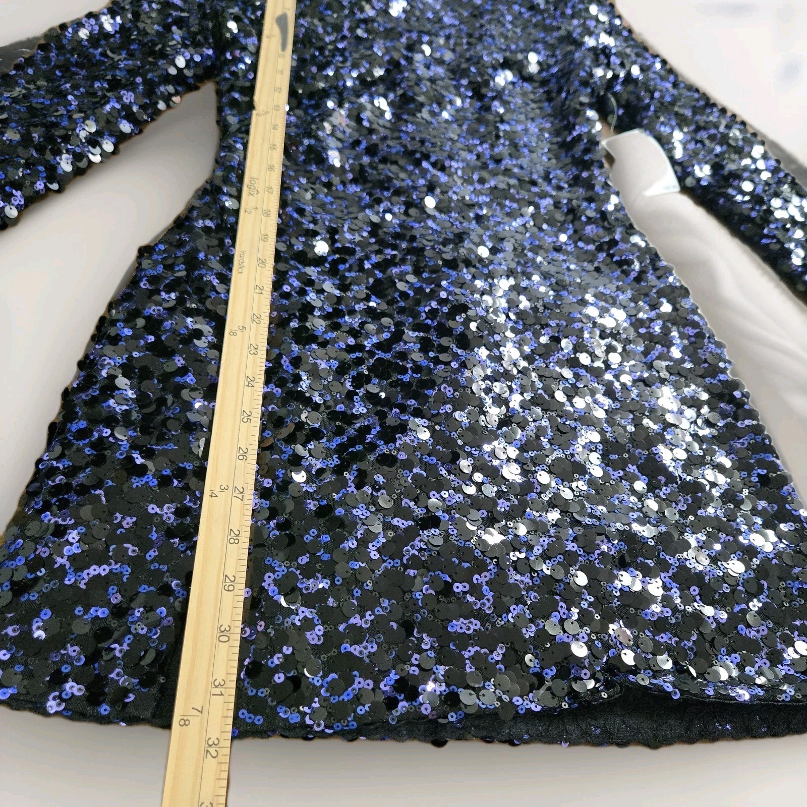 Dress The Population Nathalia Sequin Mini Dress Womens Size Medium Navy Holiday