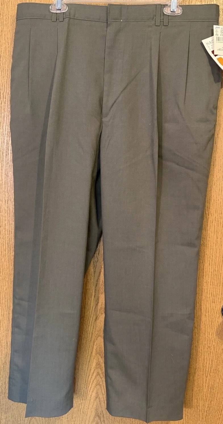 Vintage Haggar Vintage Men’s Pleated Dress Pants Olive Taupe Slacks 38/29