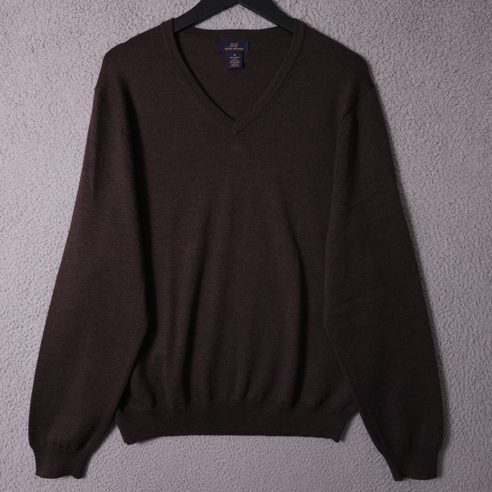 Brooks Brothers 346 Sweater Mens Medium Brown Merino Wool Blend Pullover Preppy