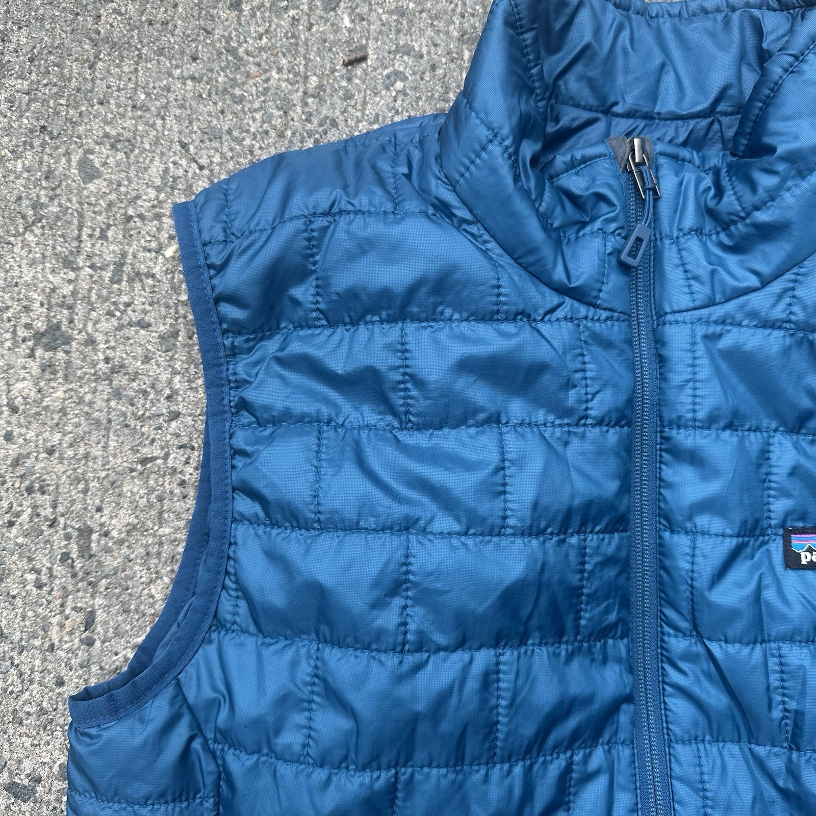Patagonia Nano Puffer Vest Mens Sz L Blue Quilted Full Zip Outdoor Hiking