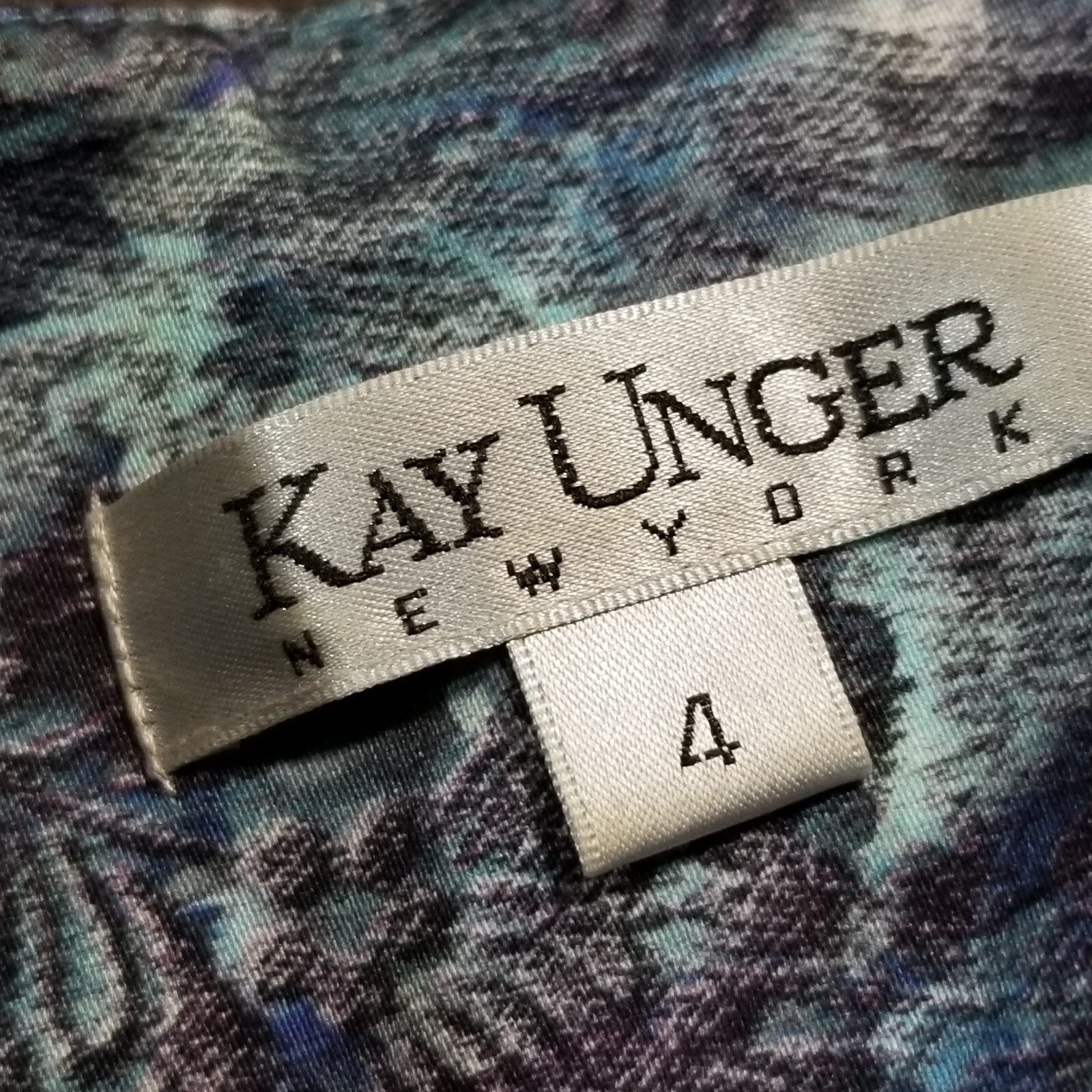 KAY UNGER SLEEVELESS MAXI DRESS BLUE FLORAL COTTON SILK SPANDEX POLYESTER Sz 4