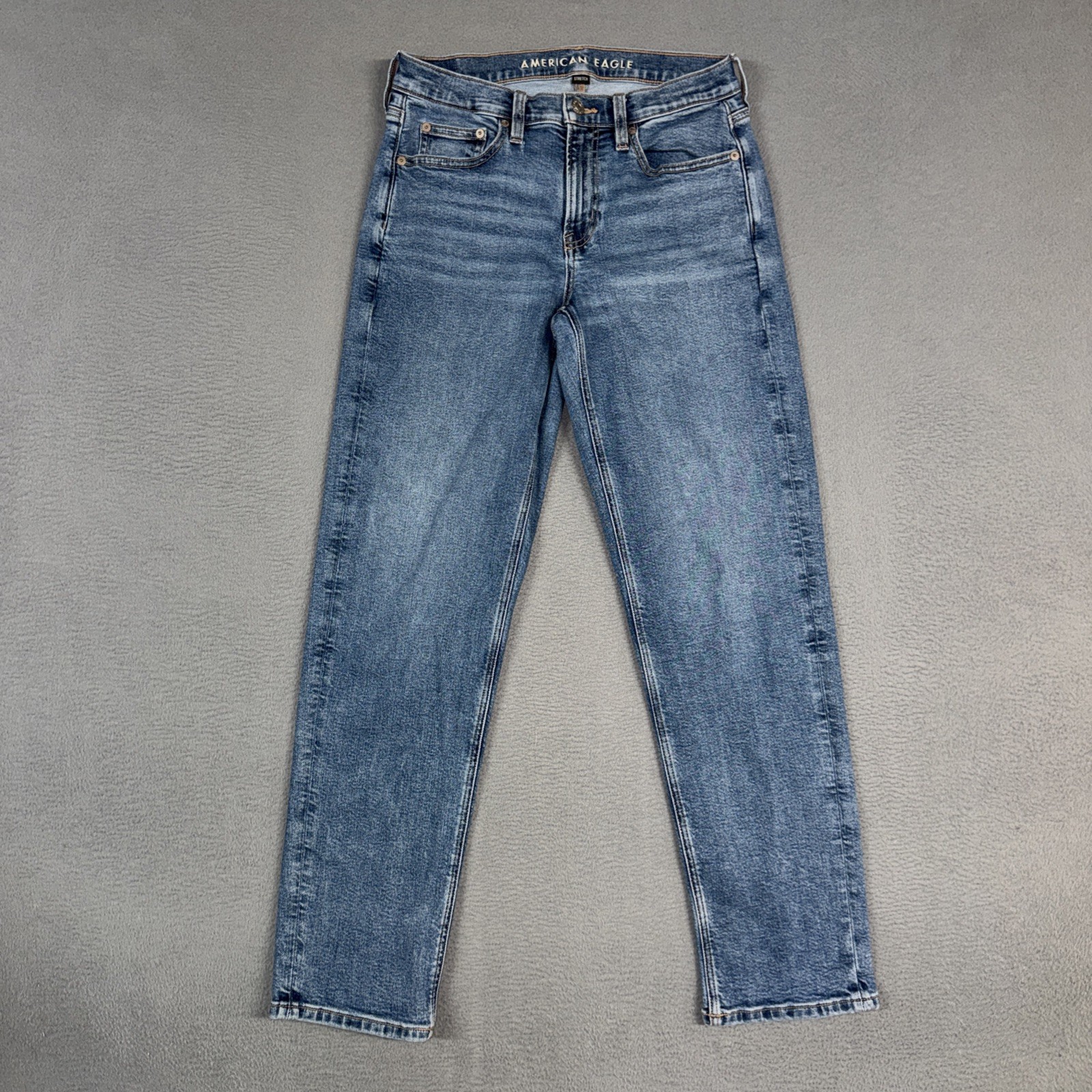American Eagle Jeans Womens 4 Blue 90’s Straight Distressed Denim Cotton Blend