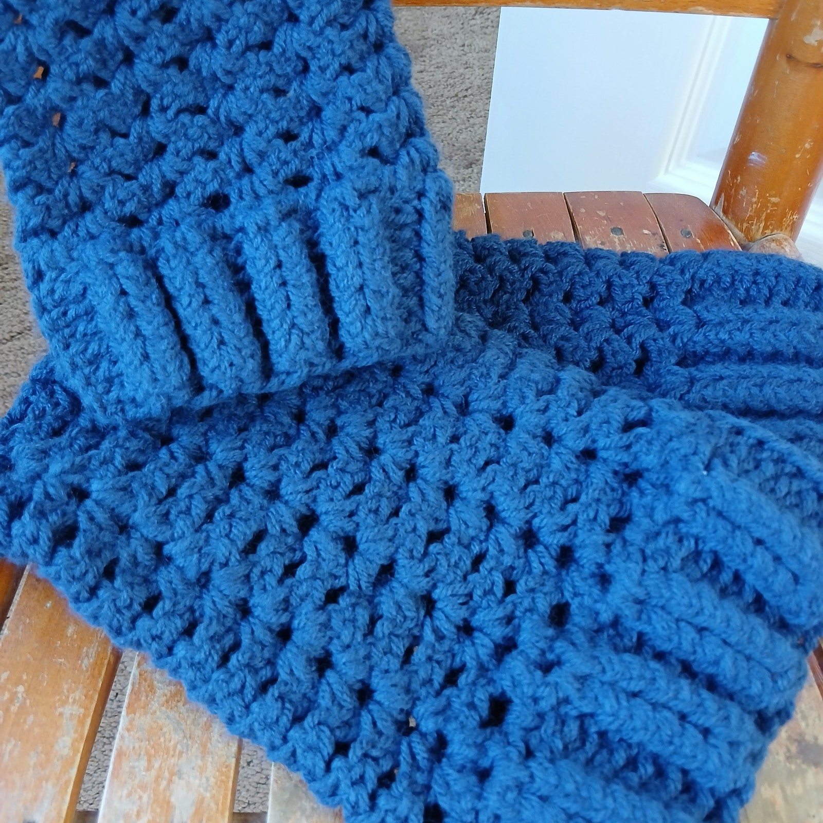 Navy Blue Leg Warmers OSFM crochet warm thick chunky over the knee dance premade