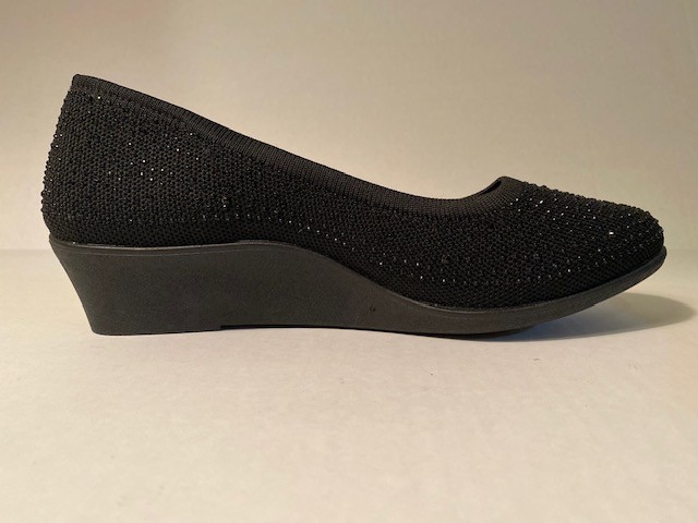 CL by Laundry Black Dress Sparkle Comfort Wedge Shoes Ladies Size 9W