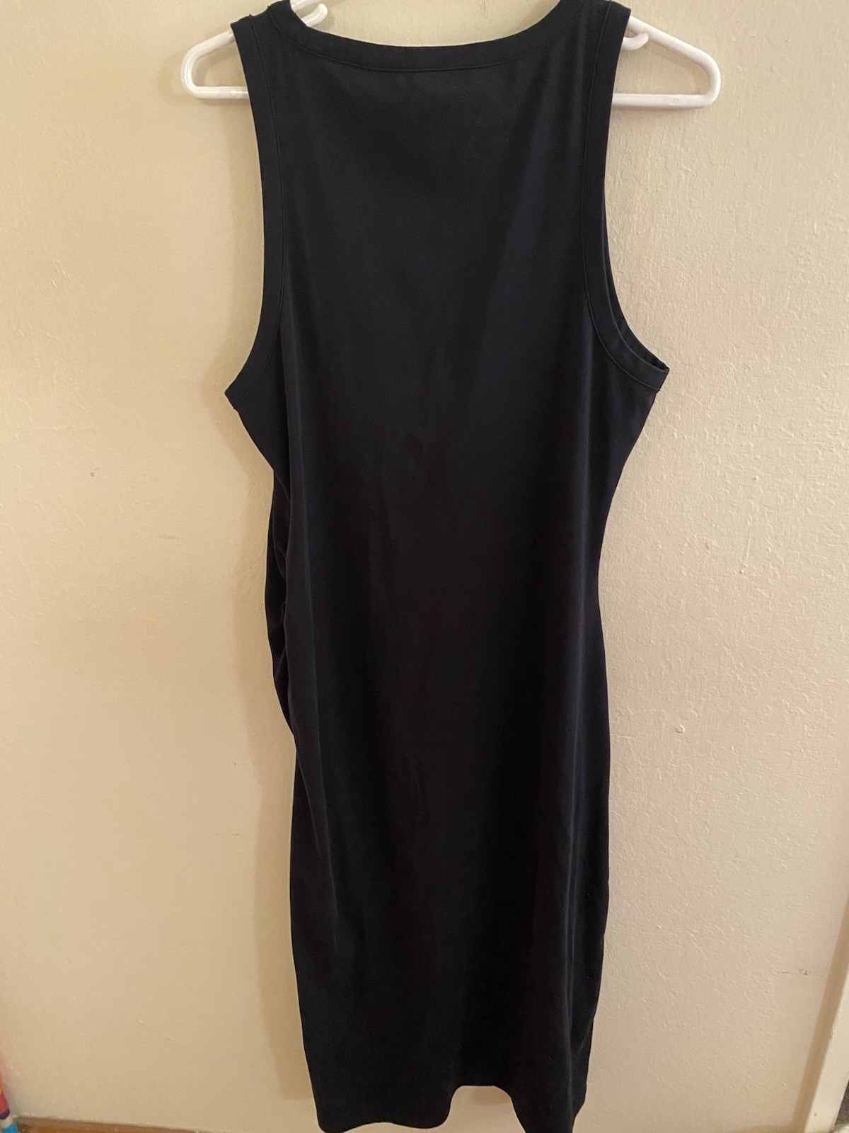 Vince Side Ruched Sleeveless Knit Midi Dress Black, Size L