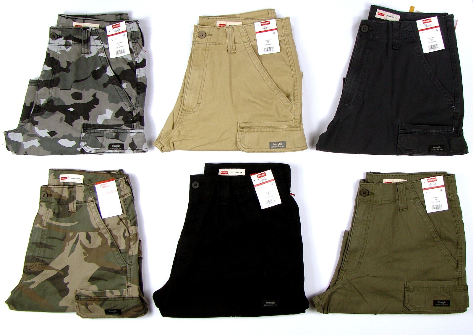 Wrangler Men’s Cargo Shorts Relaxed Fit Stretch MANY COLORS AND SIZES NWT
