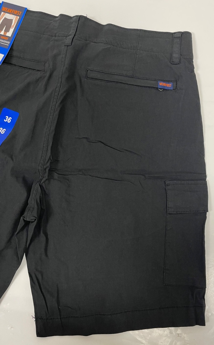 WearFirst Men’s BLACK Classic Fit Stretch Waist Cargo Shorts NWT Choose Size