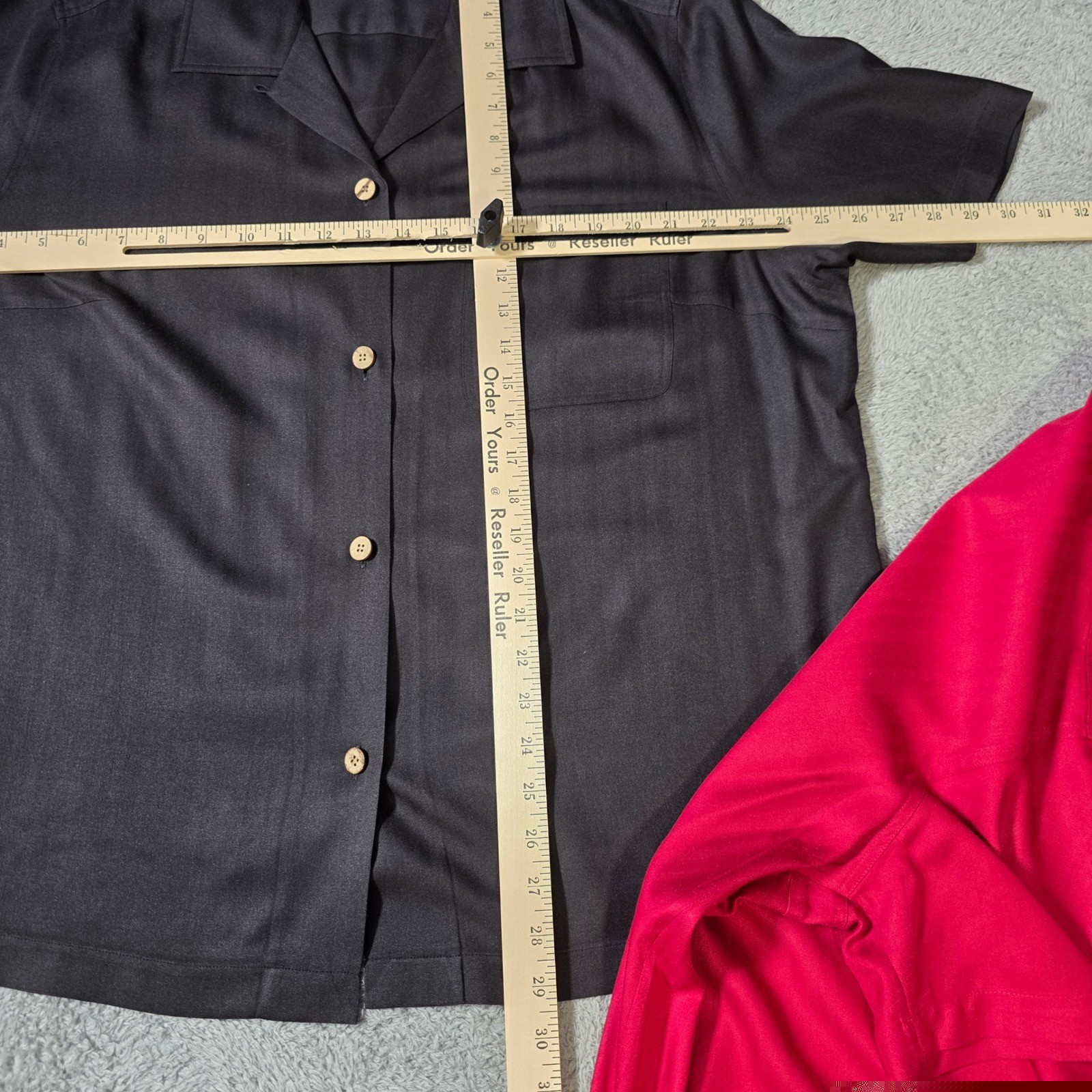 Jacobson’s Womens 2X Shirt Bundle Red Black 100% Silk Short Sleeve Camp Collar