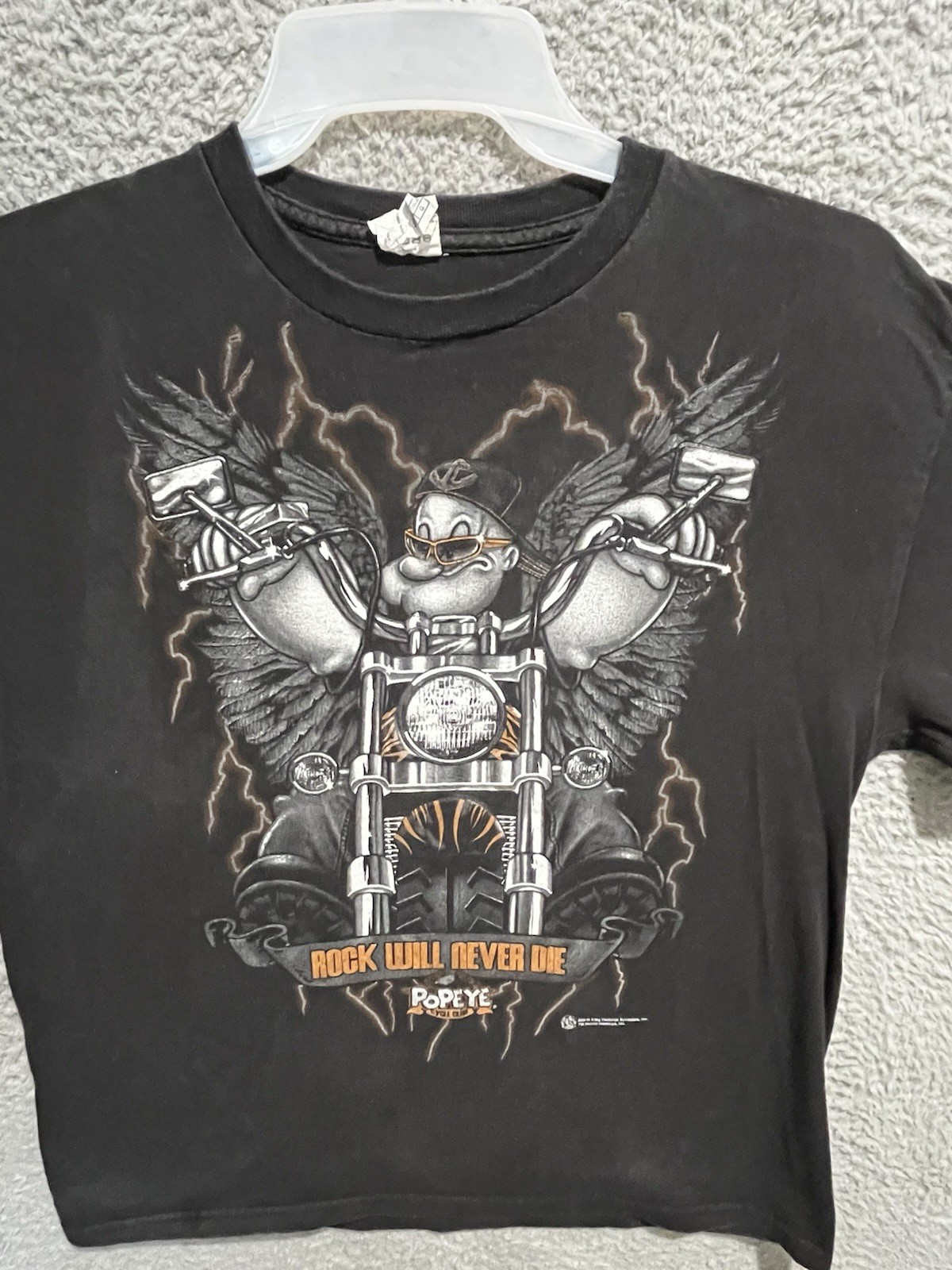 Harley Davidson Popeye Rock Will Never Die Biker T-Shirt L 2010 Delta Pro Weight