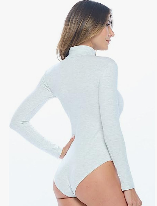 Natural Uniform Long Sleeve Turtle Neck Body Suit-Breathable Cotton Stretch 7181