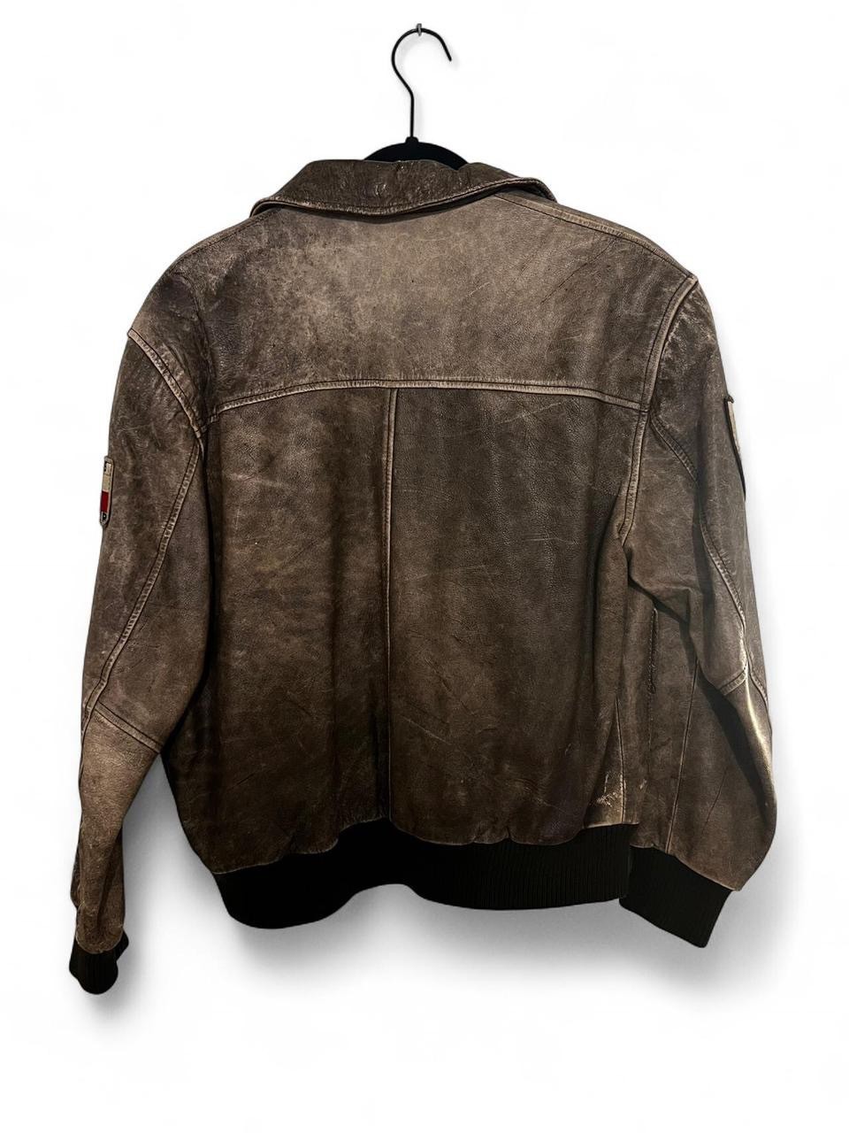 Vintage The Flight Club Bomber Aviator Pilot Brown Leather Jacket Small
