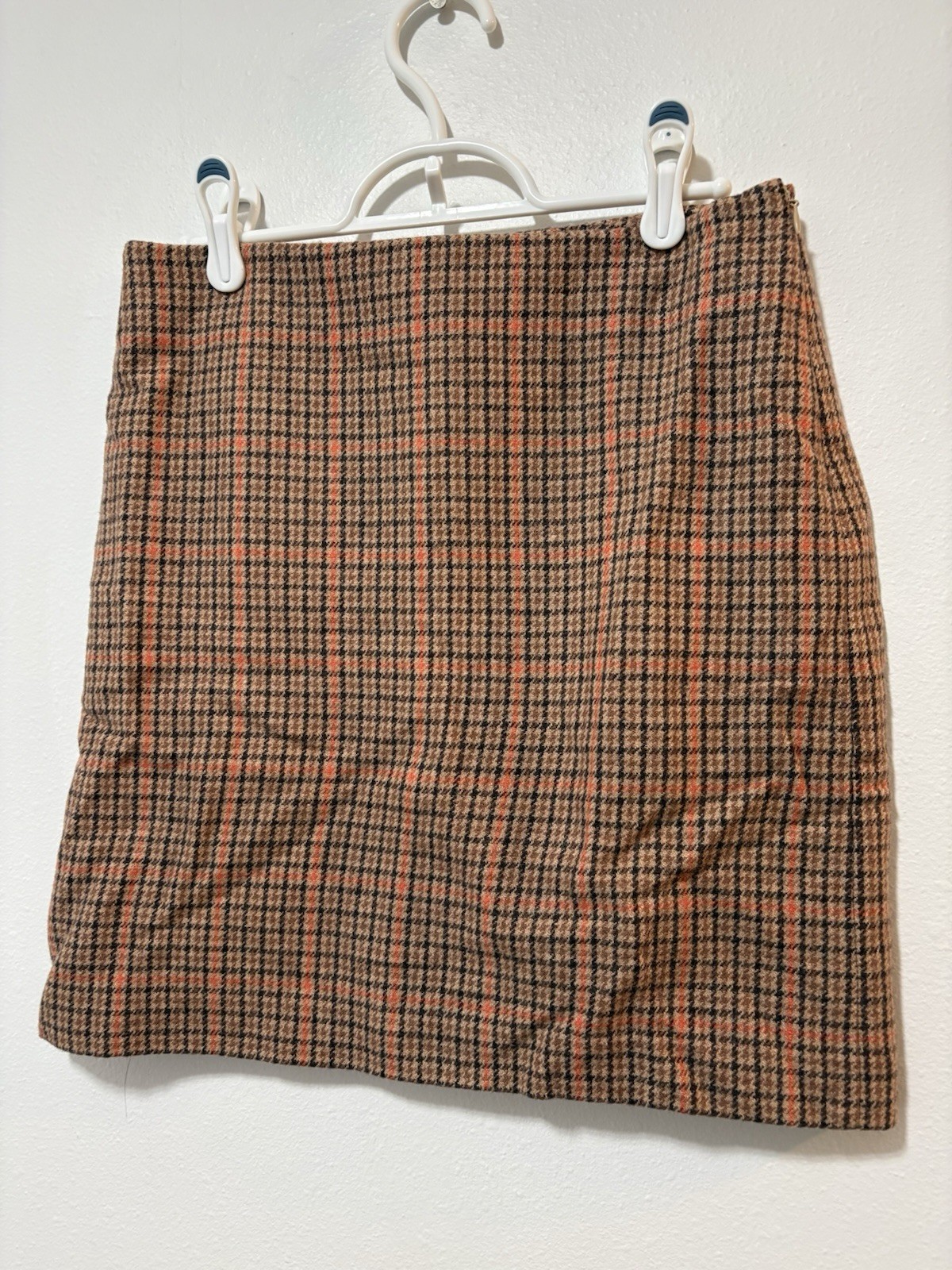 Michael Kors Wool Viscose Plaid Lined Mini Skirt Orange Brown Preppy Size 2
