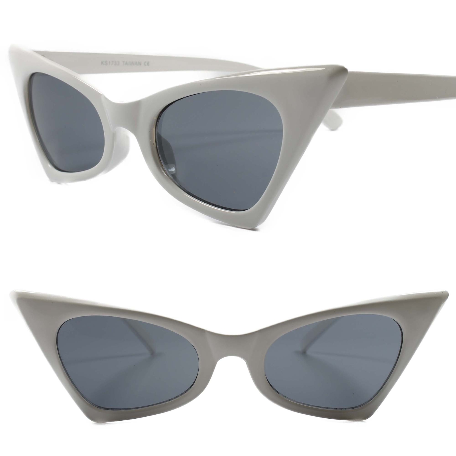 Classic Vintage Retro 90s Look Chic Sexy Foxy Womens White Cat Eye Sunglasses