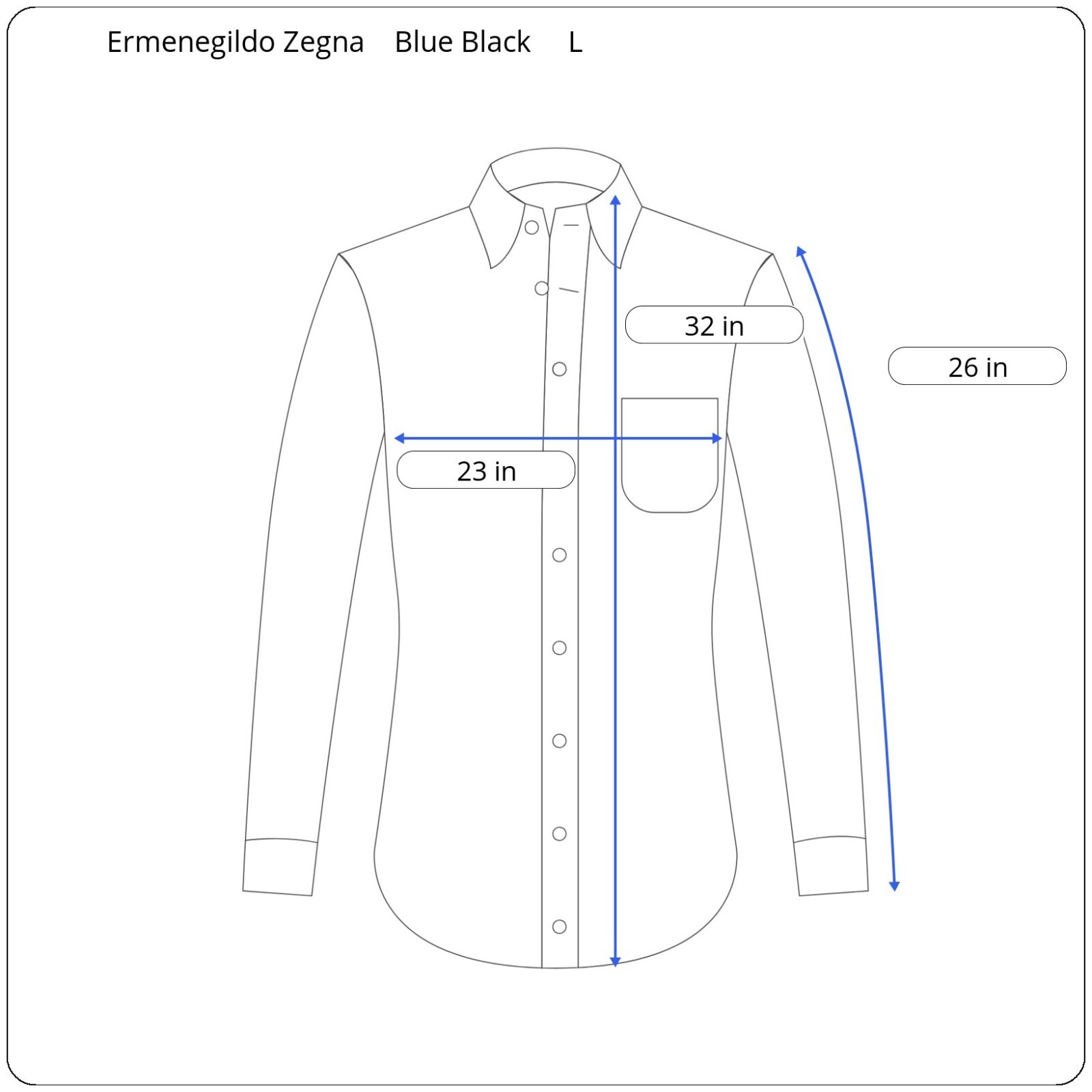 Ermenegildo Zegna Mens Large Long Sleeve Blue Black Stripe Twill Button Up Shirt