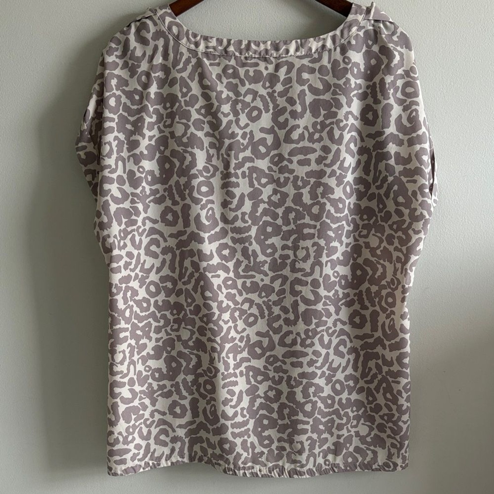 LOFT XL Leopard Print Blouse Soft Neutral Button Top