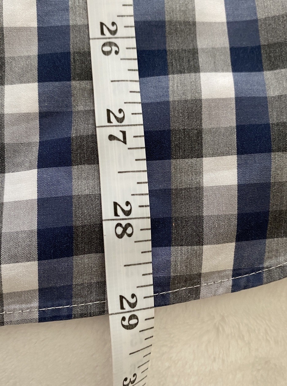Todd Snyder NY Melange Yarns Gingham Check Shirt Blue Grey Mens Large 16.5 32/33