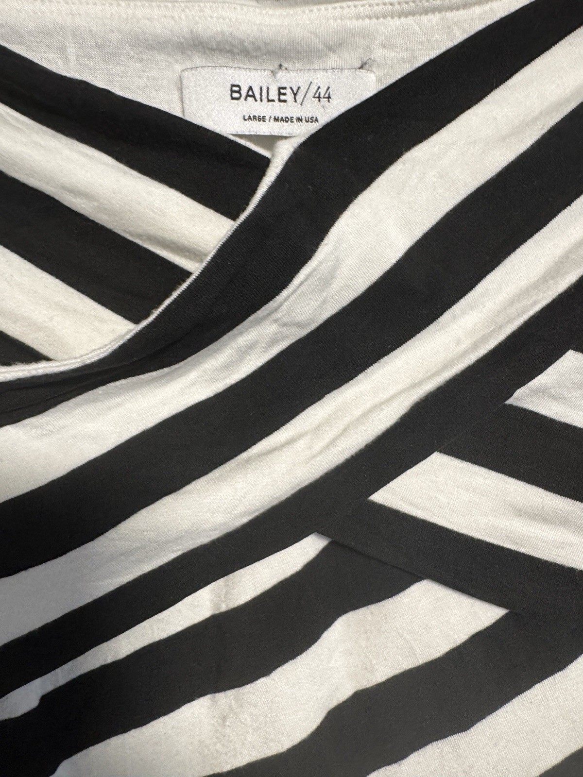 Bailey 44 Black White Striped Crisscross Wrap Tank Top Large Made in USA