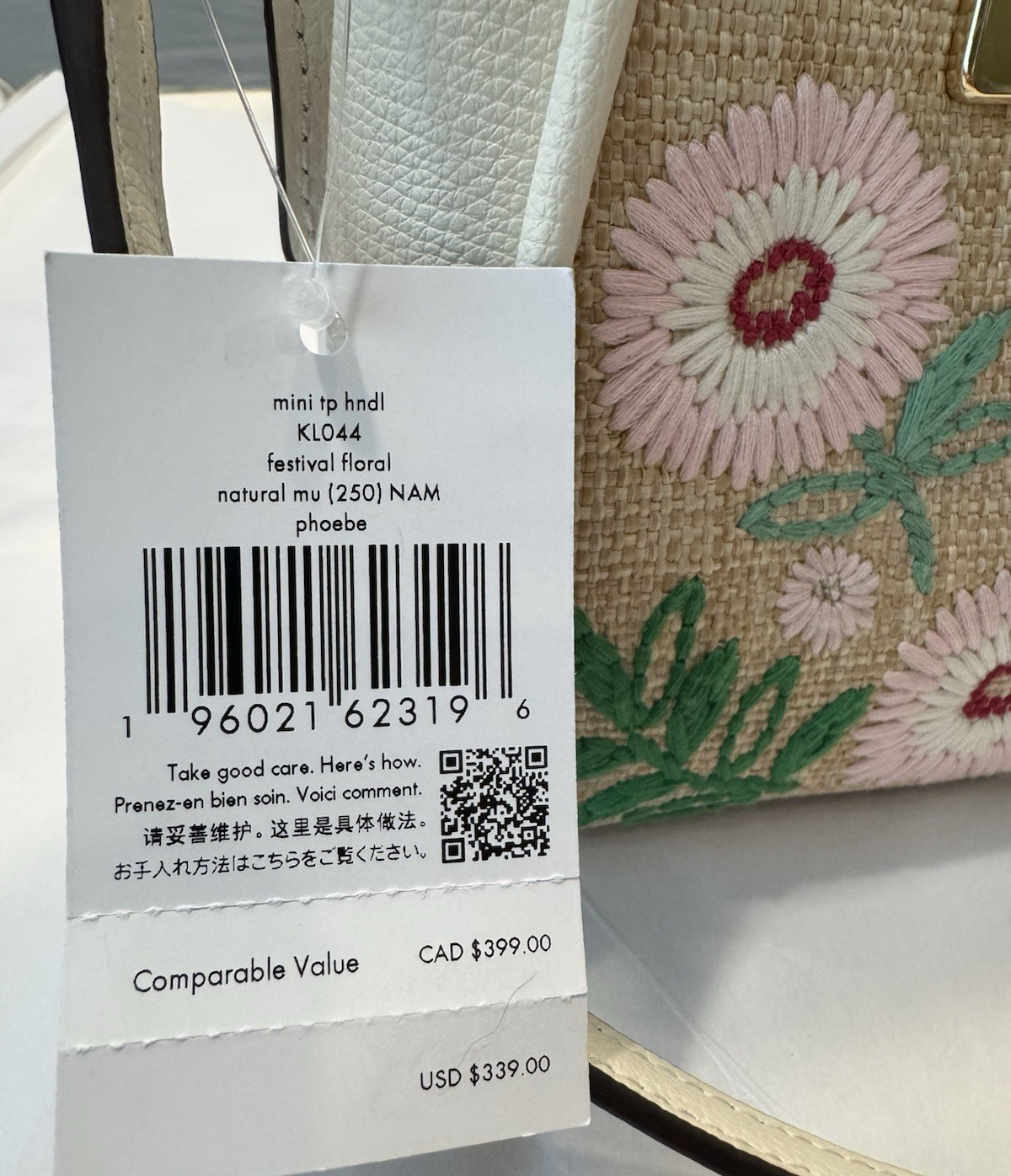 KATE SPADE PHOEBE MINI SATCHEL CROSSBODY LEATHER BUCKET BAG FLORAL EMBROIDERY