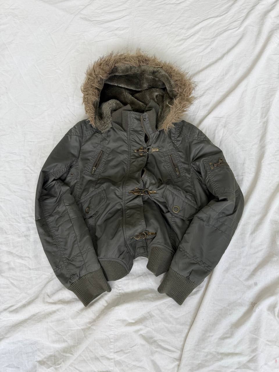Avant Garde Hysteric Glamour Style Fur Hood Bomber Japan LGB Punk Cropped Archiv