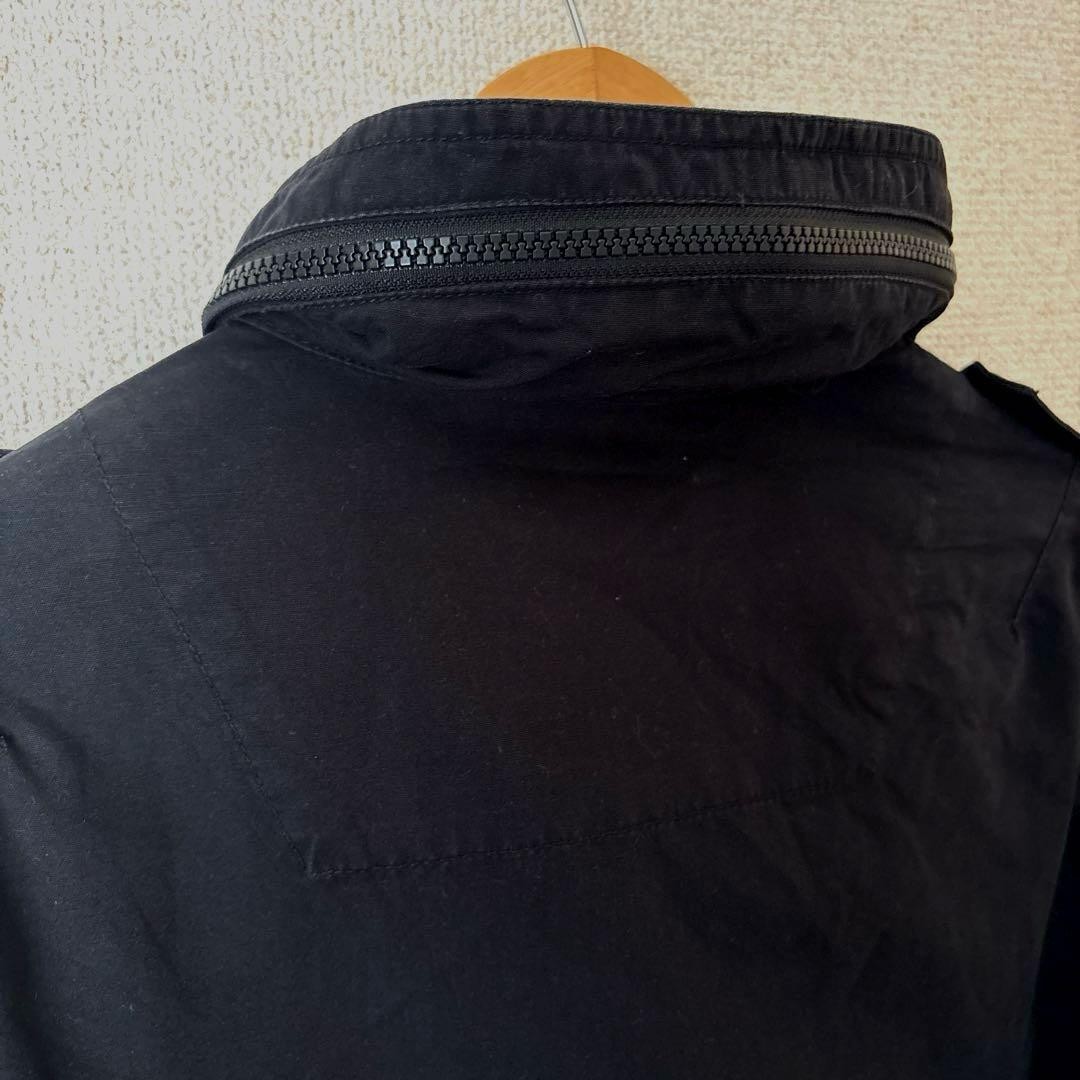 AVIREX Hood Military Jacket Blouson Coat Men Size M Black Genuine