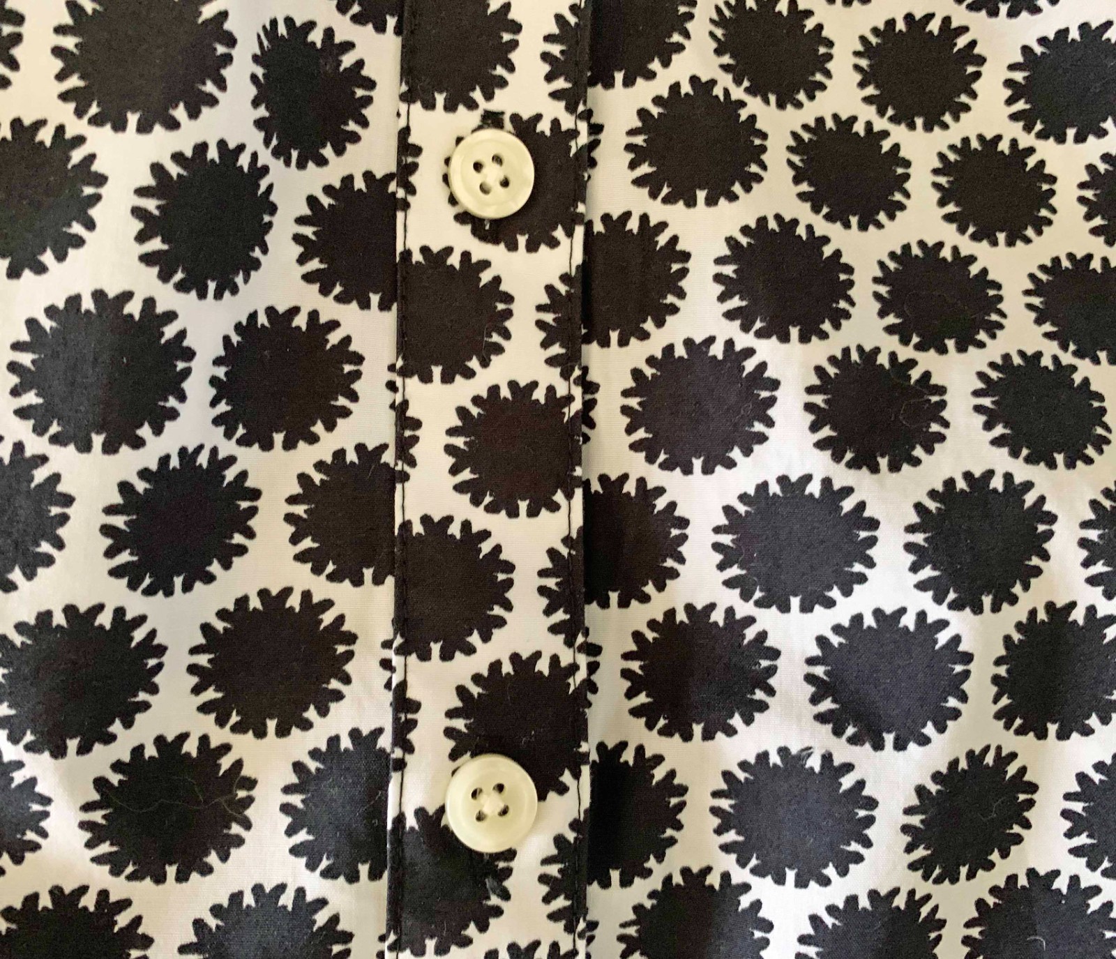TALBOTS PLUS Cotton Shirt Dress Black & White Atomic Polka Dot Print 18W