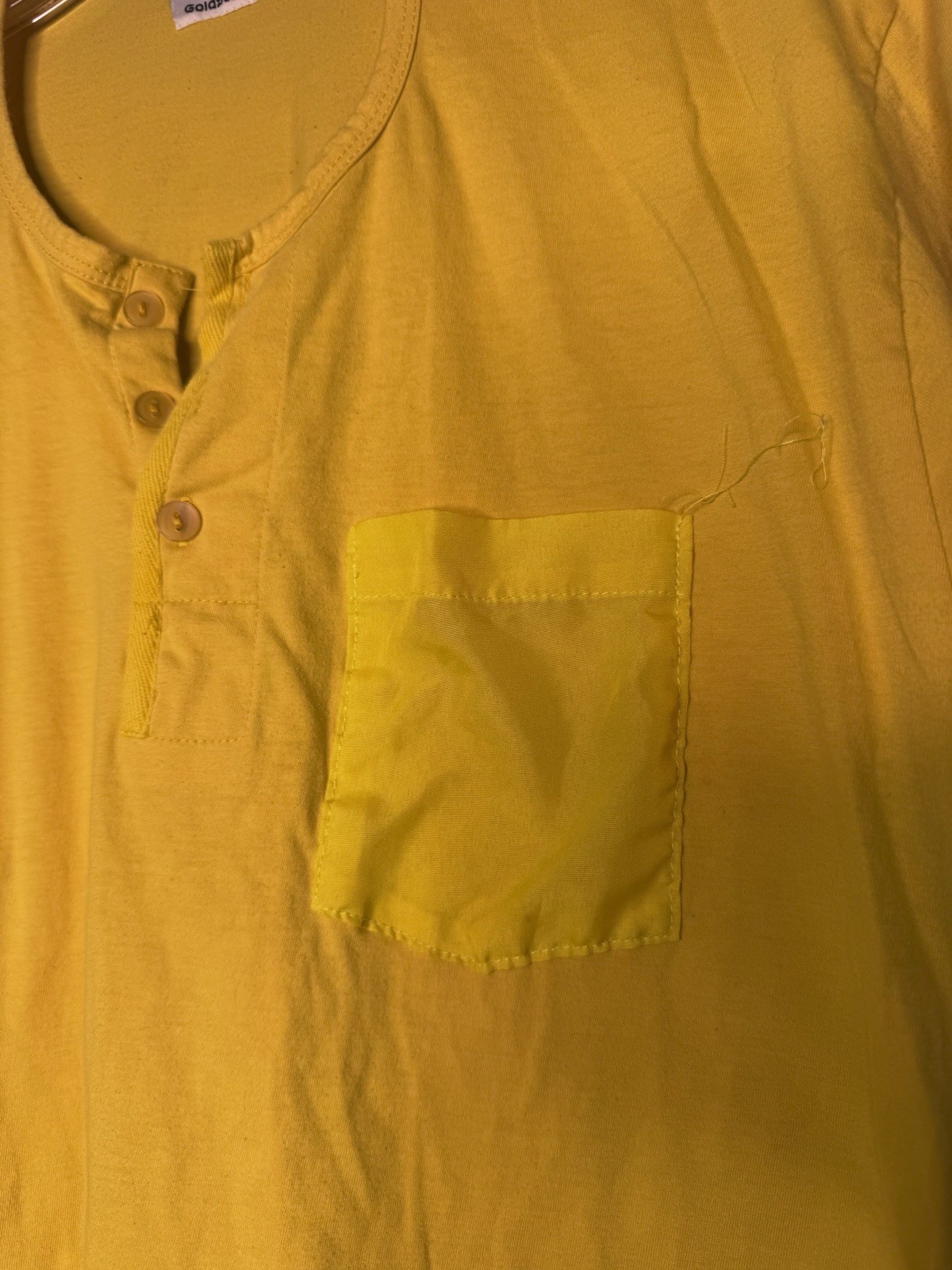 Race Brand Short Sleeve T Shirt Henley Goldstar After Pocket Yellow